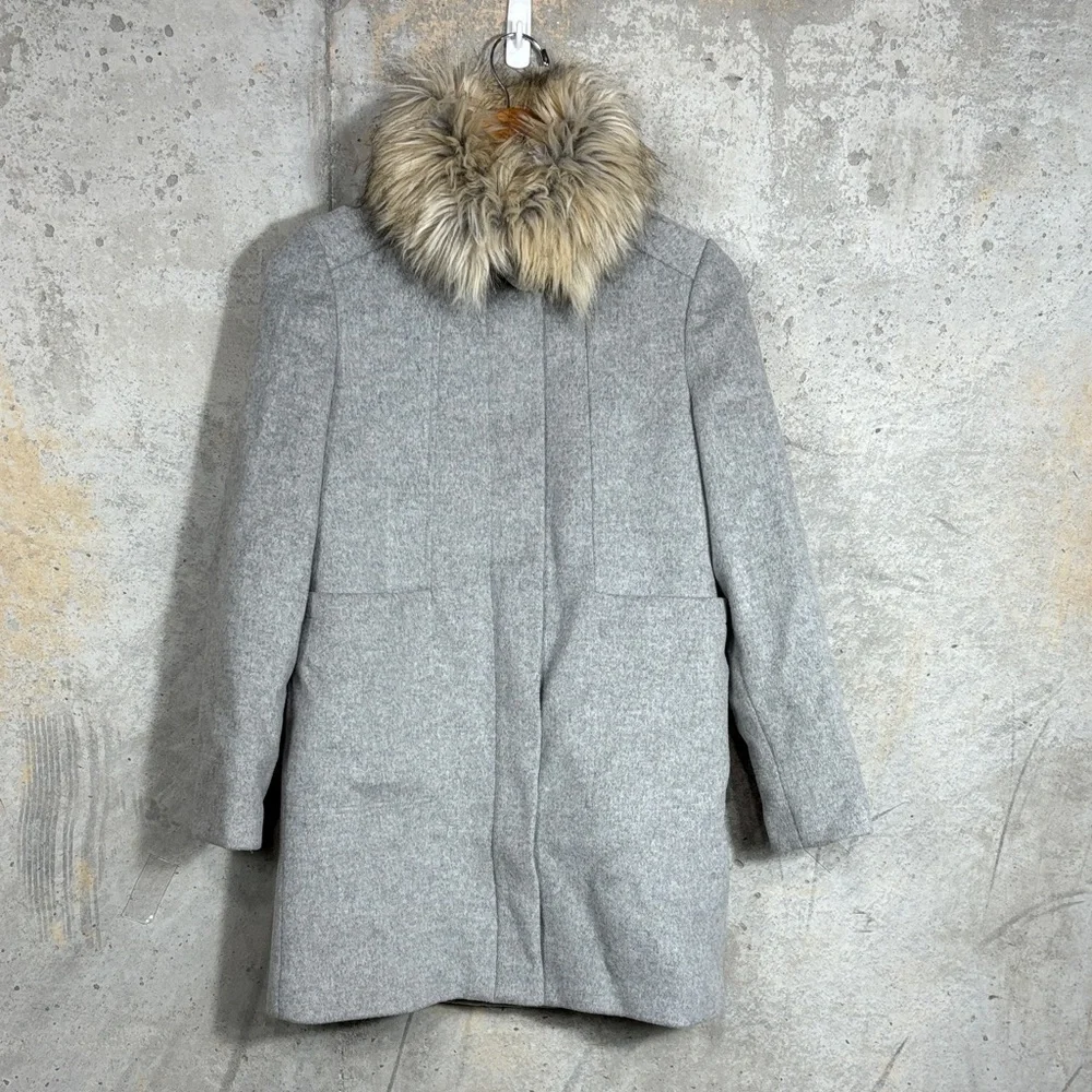 Crewcuts gray wool peacoat faux fur collar